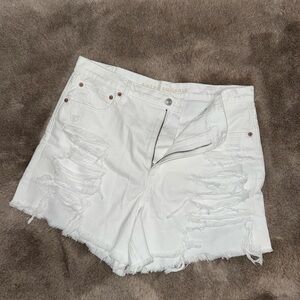 American Eagle White 80’s Highest Rise Distressed Shortie Short